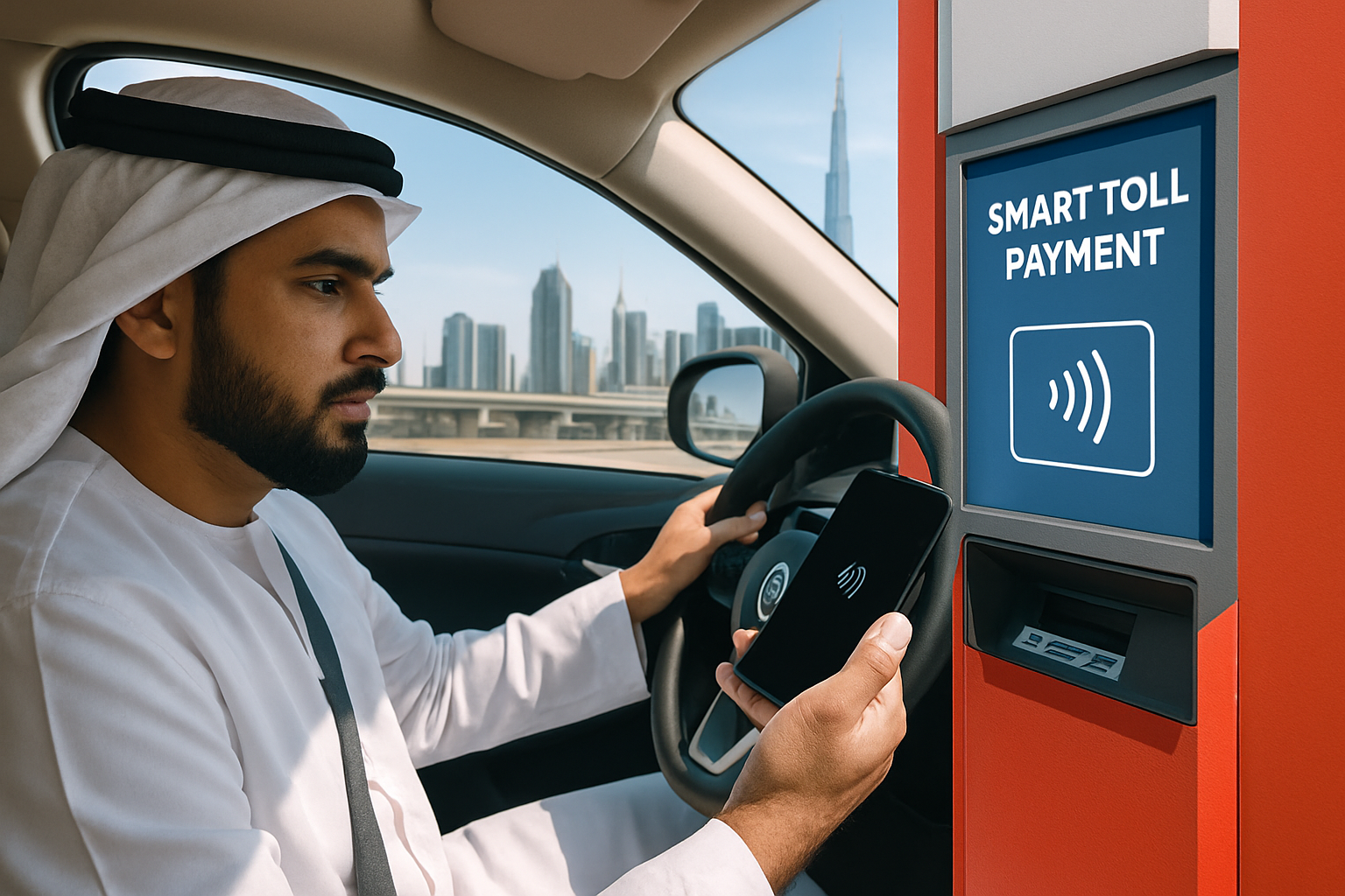 Dubai driver using smart toll payment